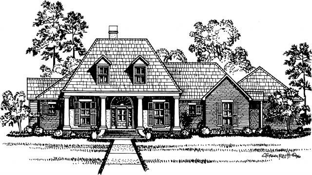 Front elevation of the Magnolia house plan