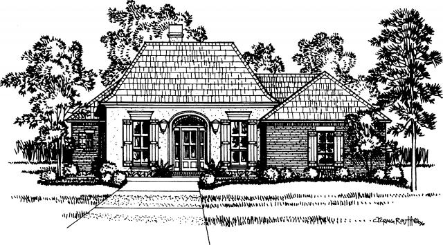 Front elevation of the Parisian house plan