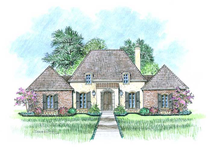Front elevation of the Perigord house plan