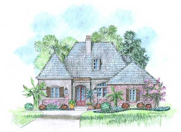 Front elevation of the Gordes house plan