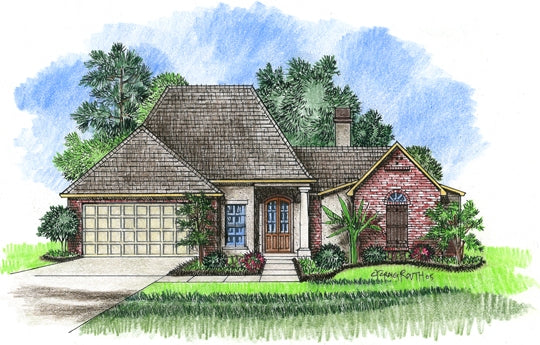 Front elevation of the Gaillard house plan