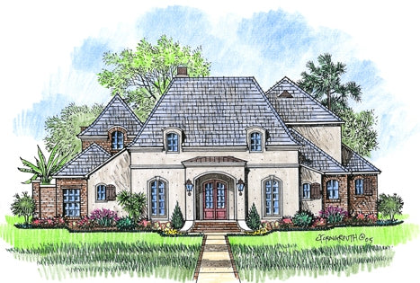 Front elevation of the Bourbon Street house plan