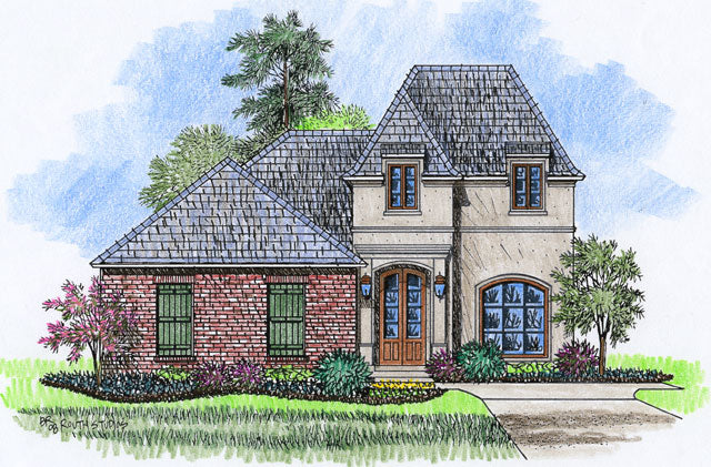 Front elevation of the Bergerac house plan