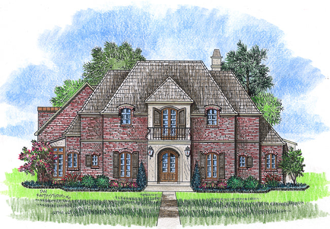 Front elevation of the Chateau Usse house plan