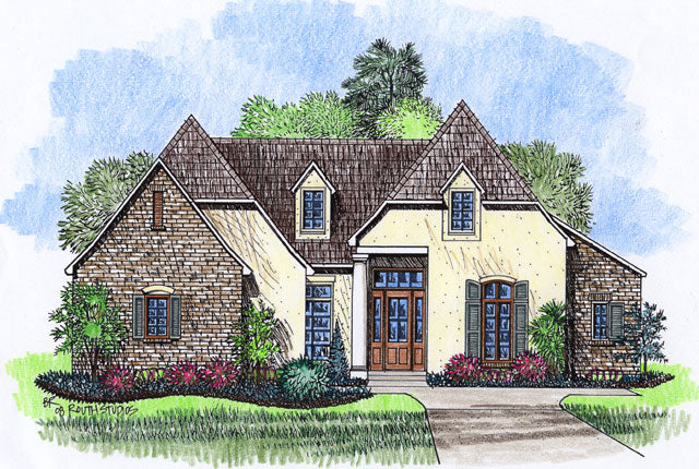 Front elevation of the Marseille house plan