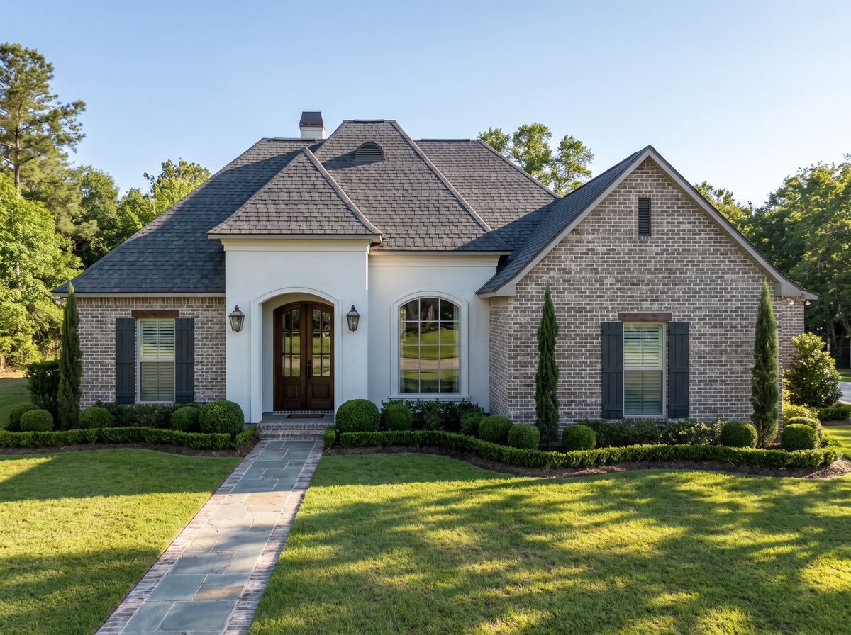 Bocage house plan — front elevation render, Acadiana Home Design