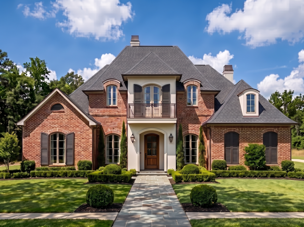Chateau Lafite house plan — front elevation render, Acadiana Home Design