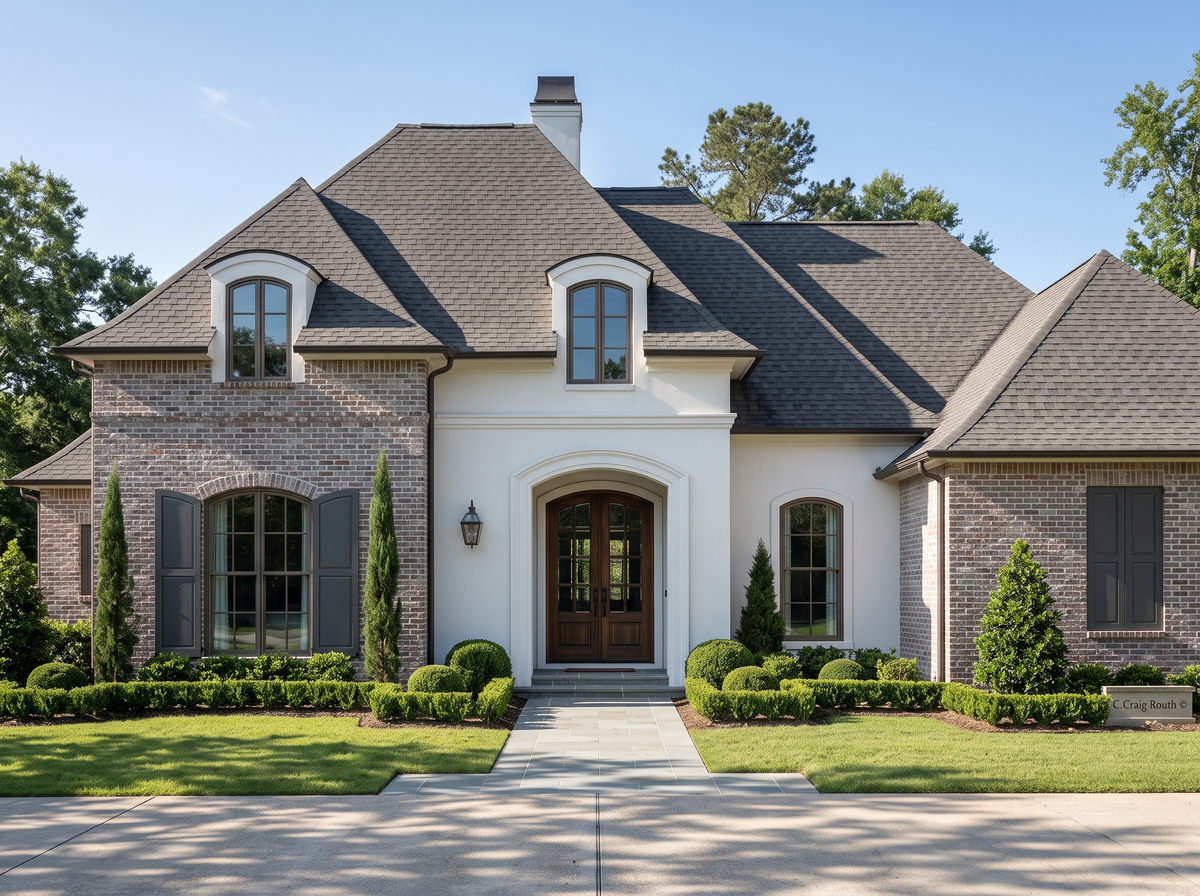 Gascony house plan — front elevation render, Acadiana Home Design