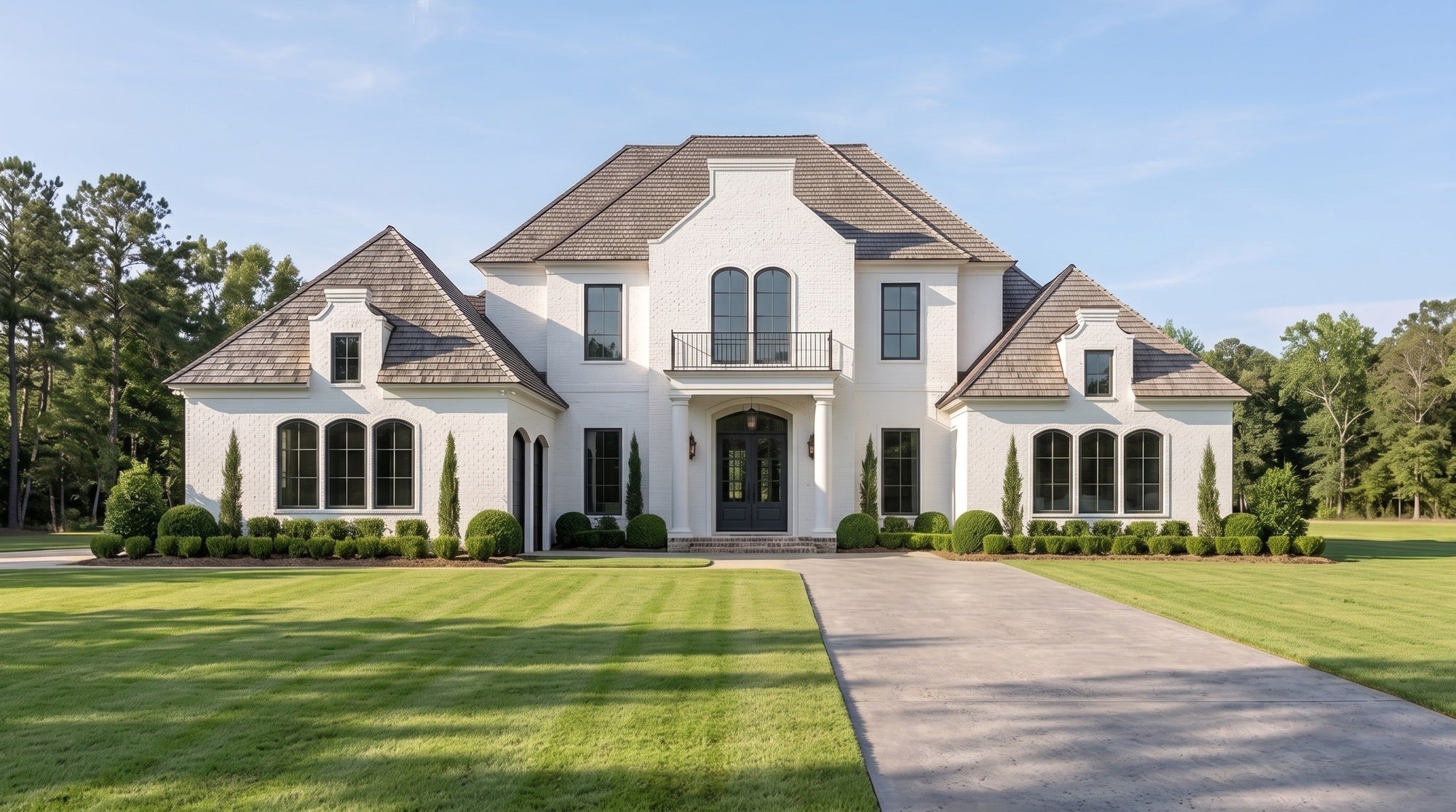 Plan 221053 — photorealistic front elevation, Acadiana Home Design