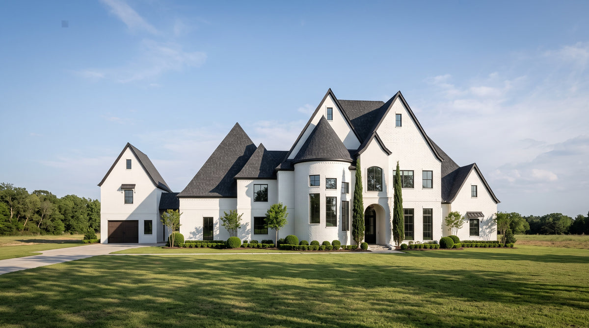 Plan 221067 — photorealistic front elevation, Acadiana Home Design