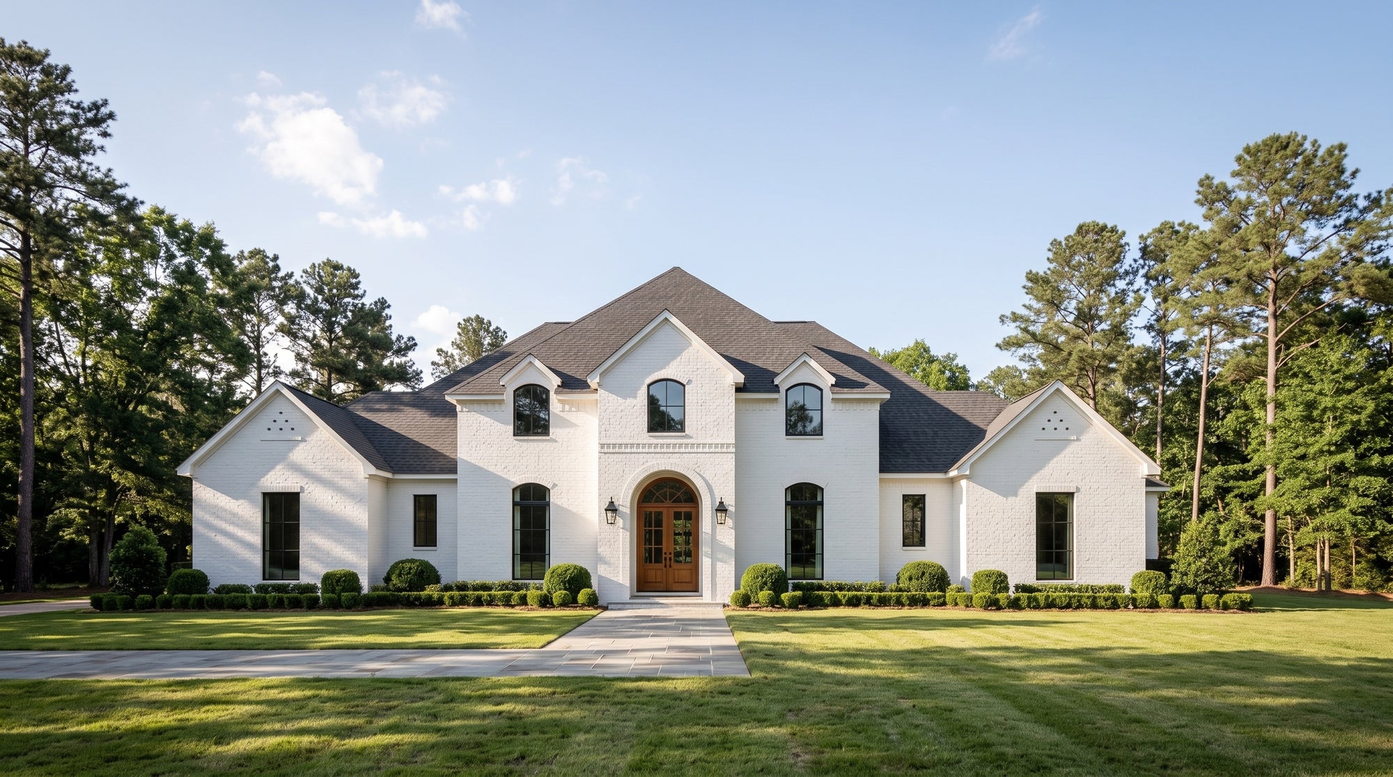 Plan 222025a — photorealistic front elevation, Acadiana Home Design