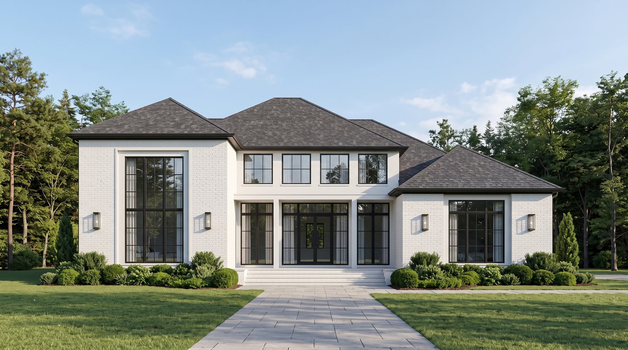Plan 225002 — photorealistic front elevation, Acadiana Home Design