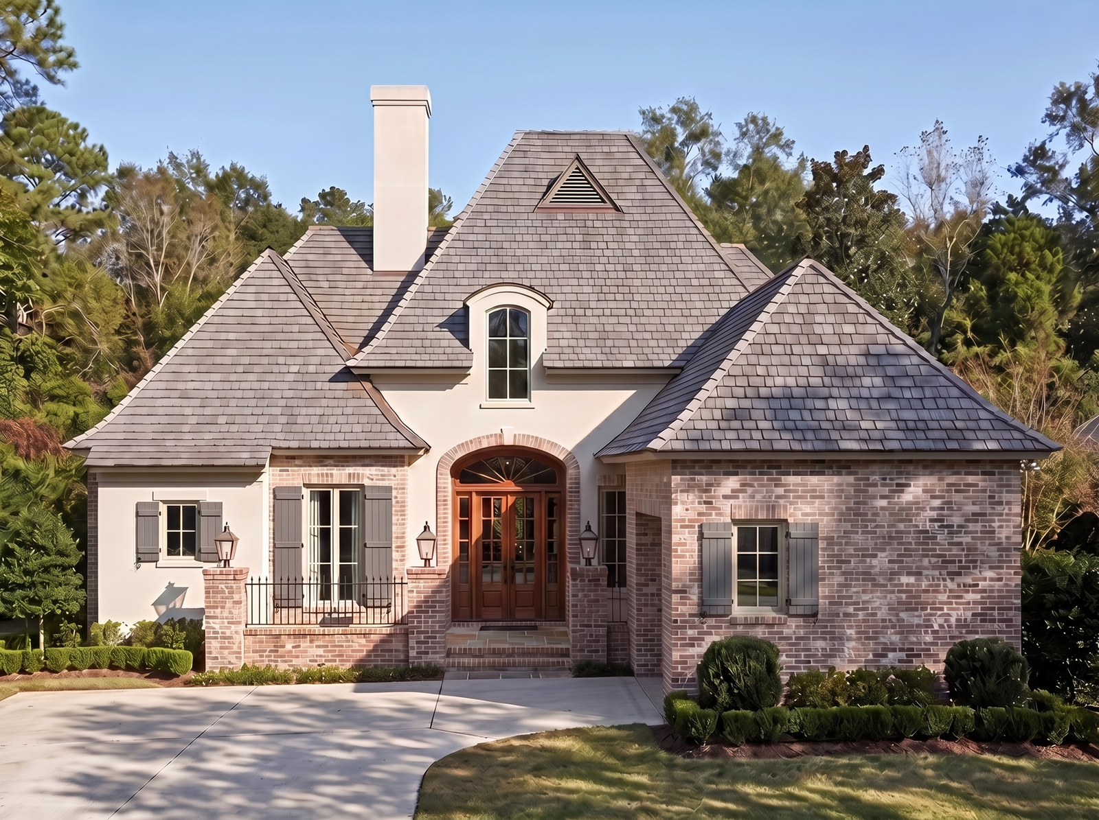 Poitiers house plan — front elevation render, Acadiana Home Design
