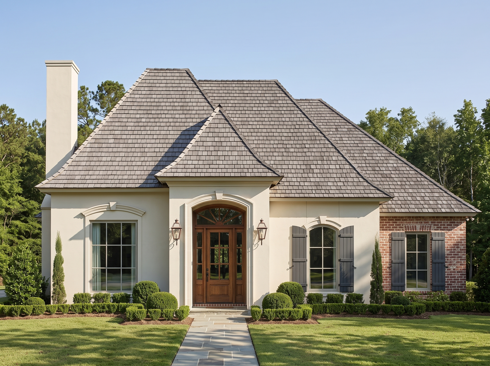 Tuscany house plan — front elevation render, Acadiana Home Design