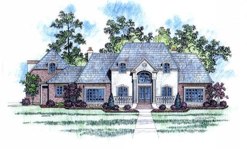 Front elevation of the Chateau Rhone house plan