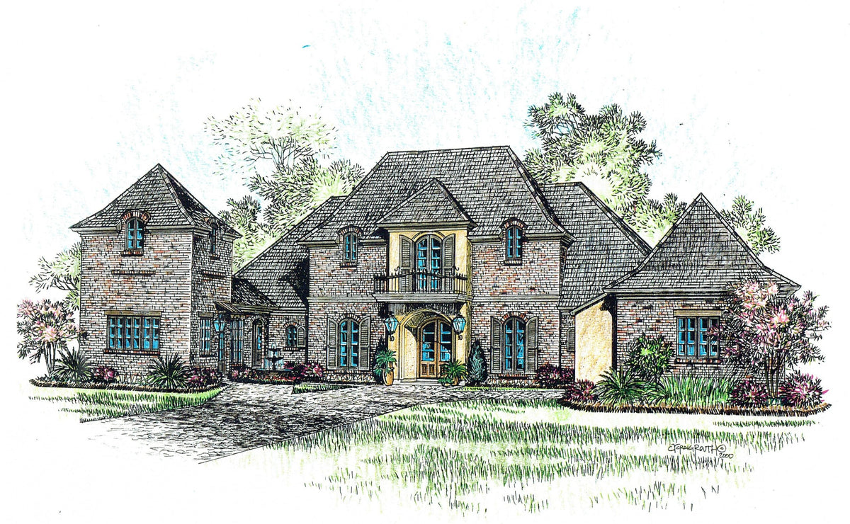 Front elevation of the La Maison house plan
