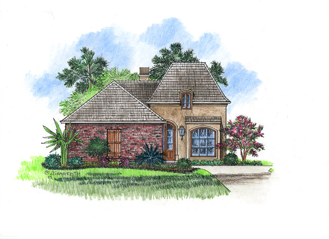 Front elevation of the Lemans house plan