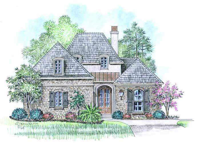 Front elevation of the Vendome house plan