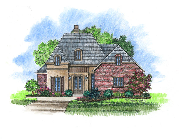 Front elevation of the Pyrenees house plan