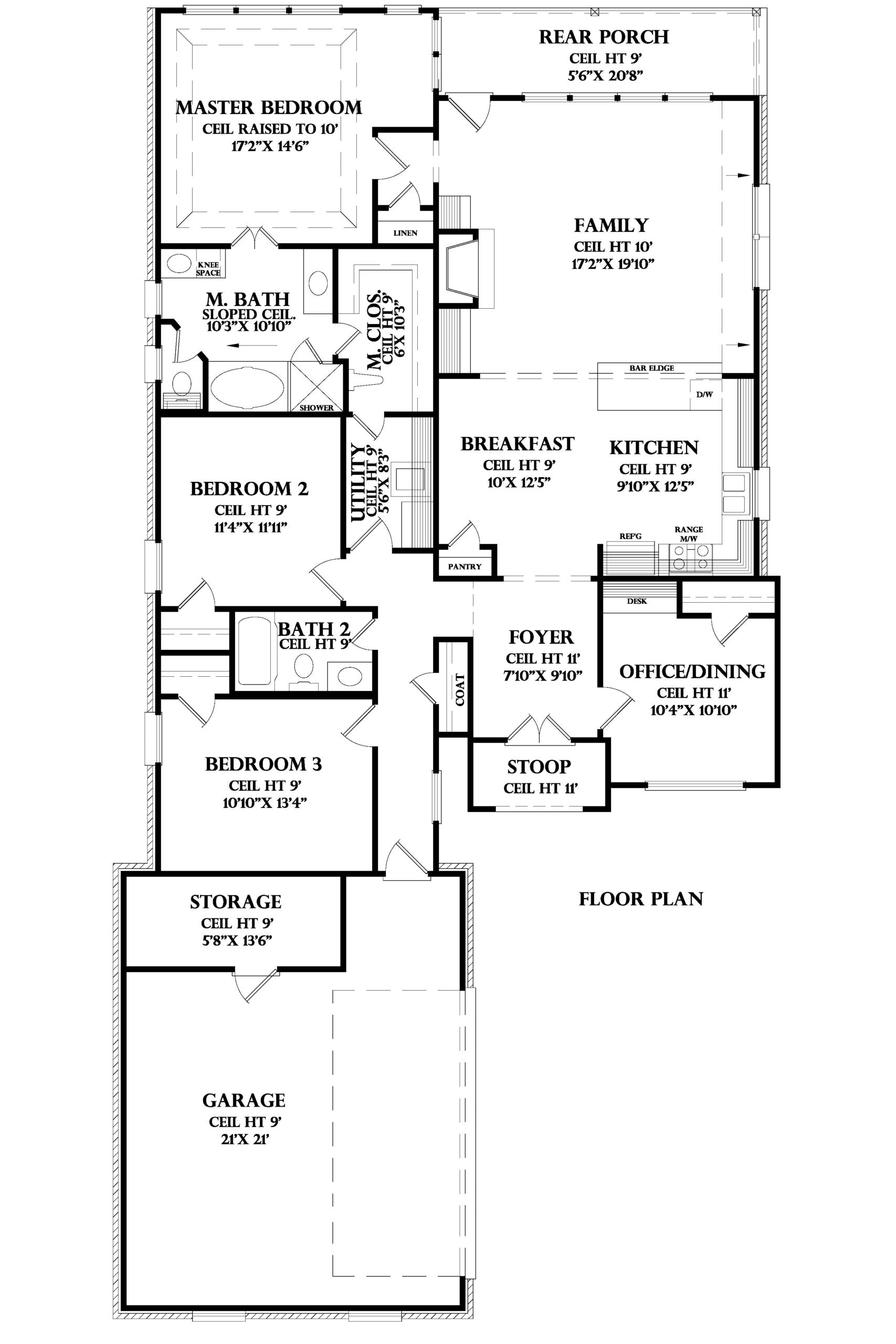 Floor Plan plan for the Bergerac house plan