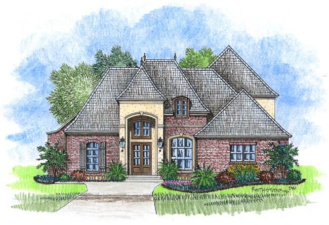 Front elevation of the Chateaubriant house plan