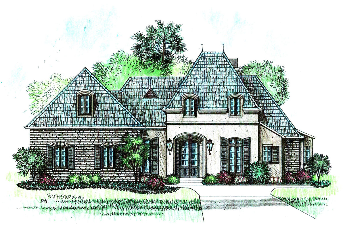 Front elevation of the Castlelane house plan