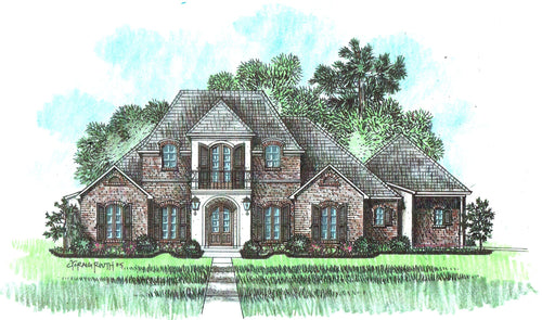 Front elevation of the Chateau de la Barre house plan