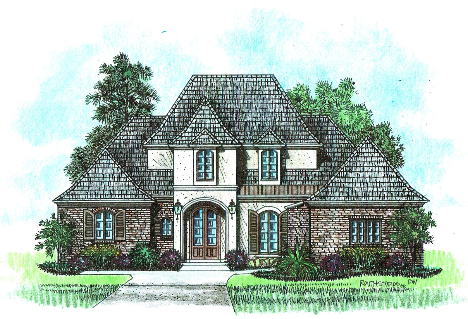 Front elevation of the Fountainbleau house plan