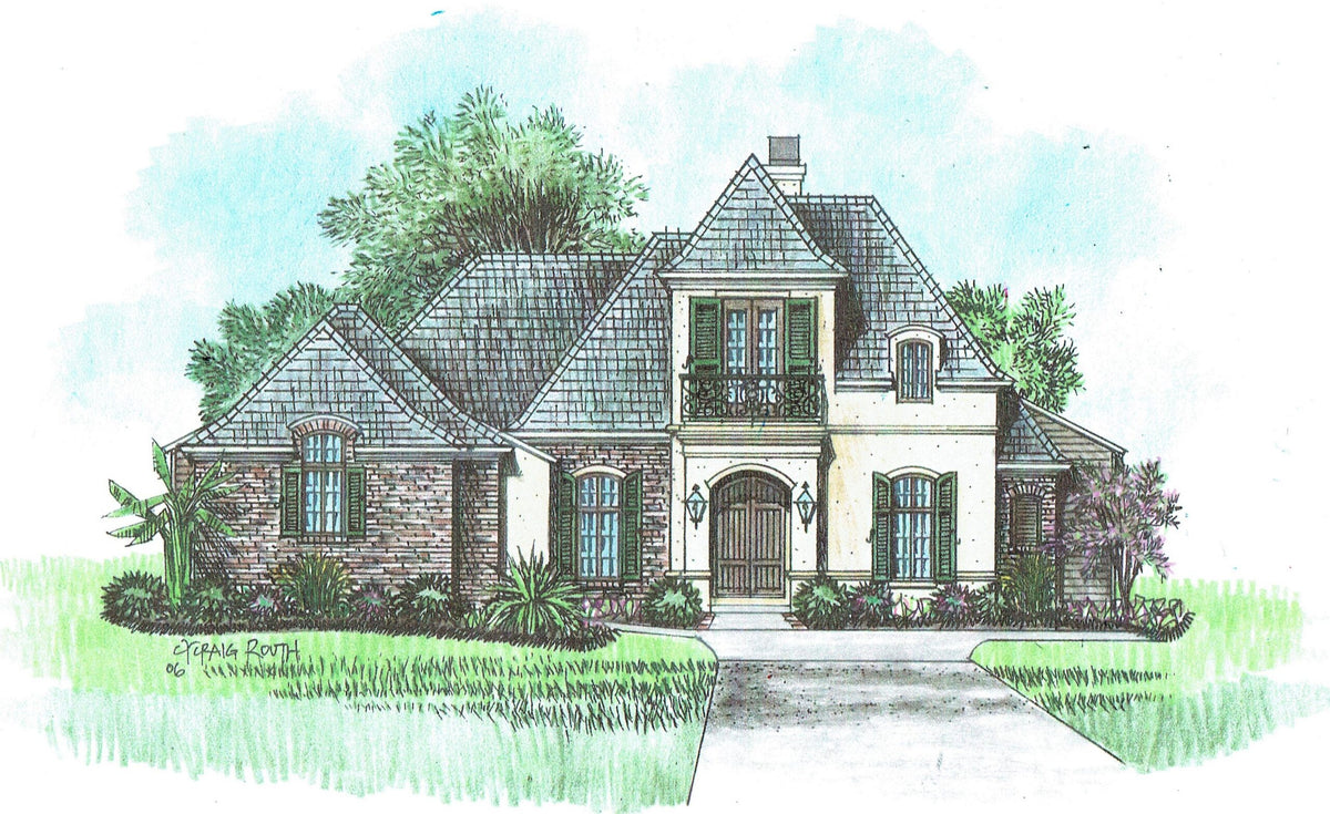 Front elevation of the Fleur De Lis house plan