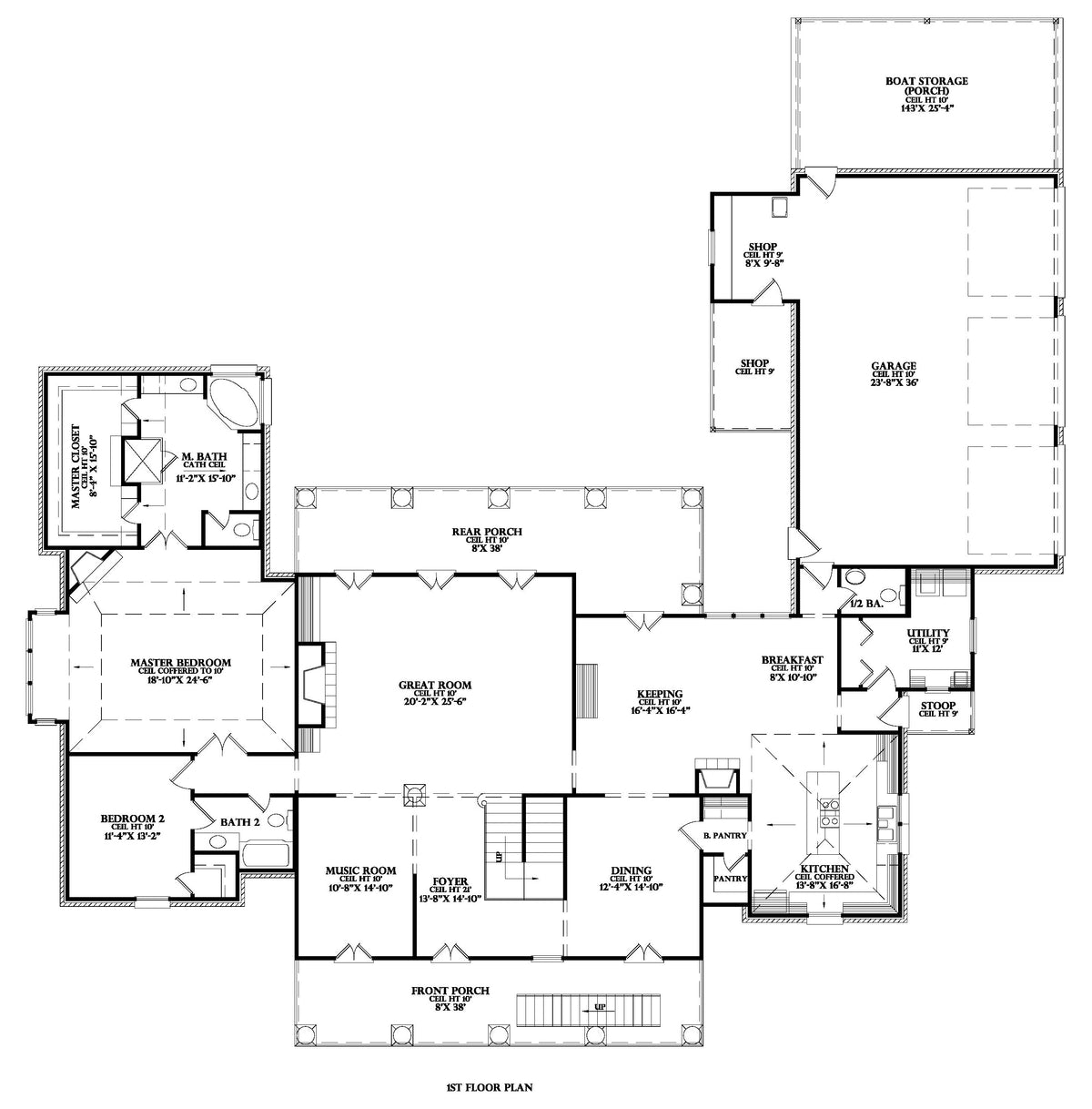 First Floor plan for the Acadiana house plan