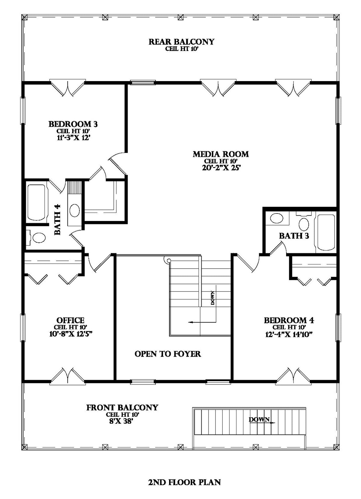 Second Floor plan for the Acadiana house plan