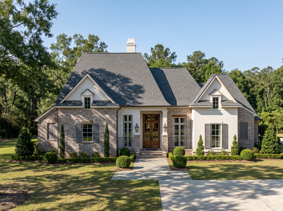 Alsace house plan — front elevation render, Acadiana Home Design