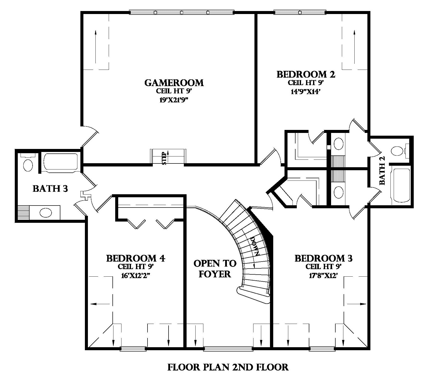 Second Floor plan for the Balleroy house plan