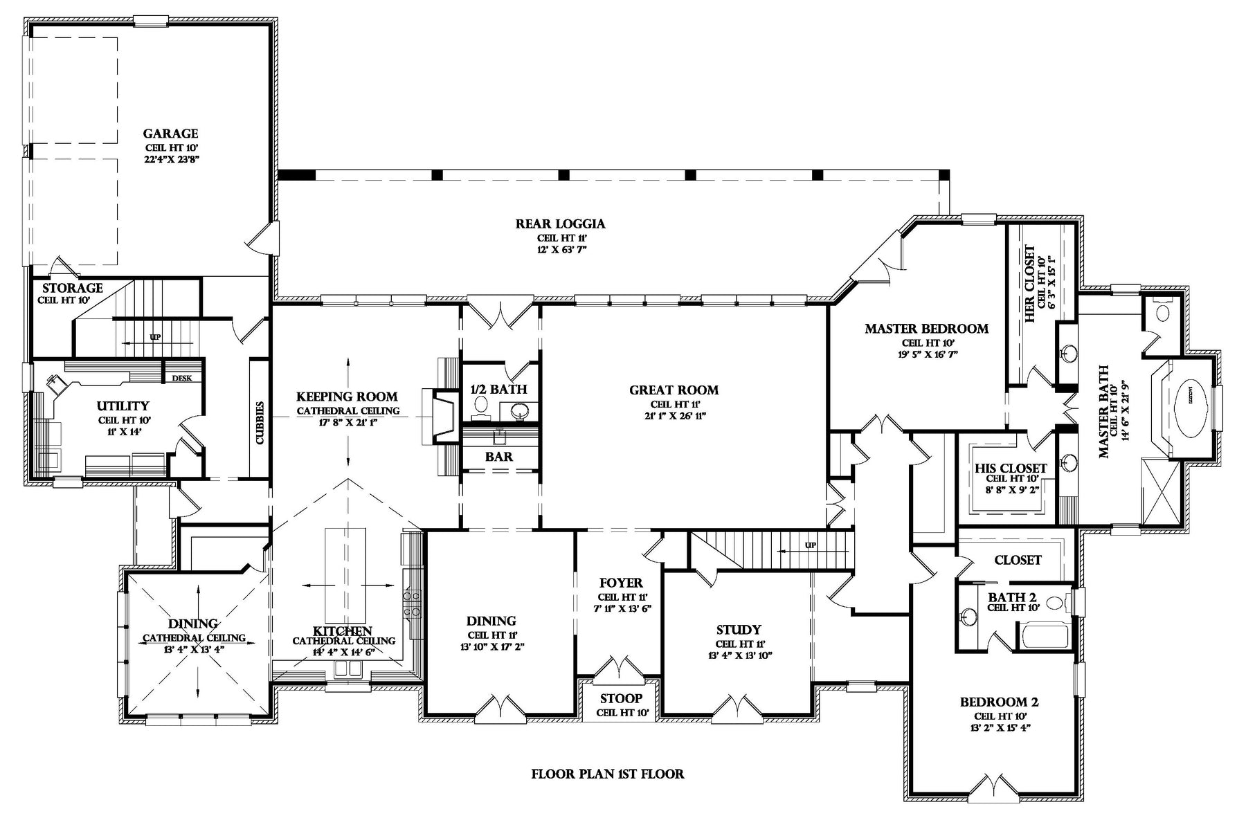 First Floor plan for the Bellagarde house plan