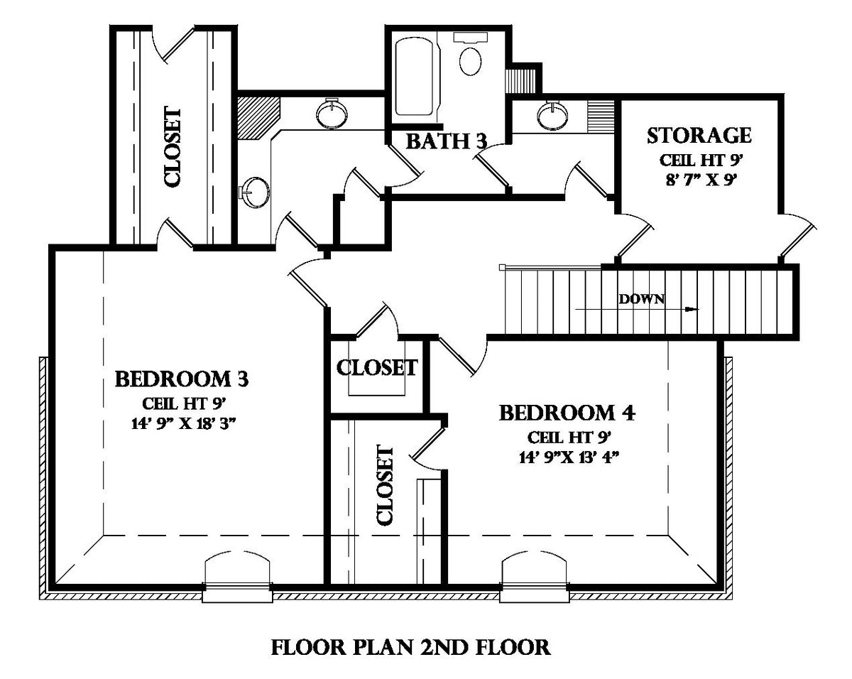 Second Floor plan for the Bellagarde house plan