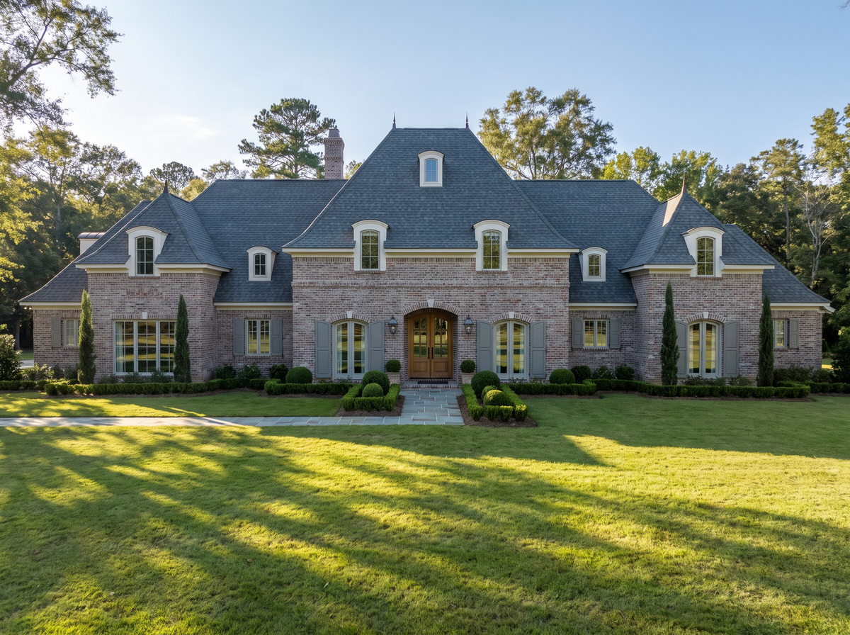 Bellagarde house plan — front elevation render, Acadiana Home Design