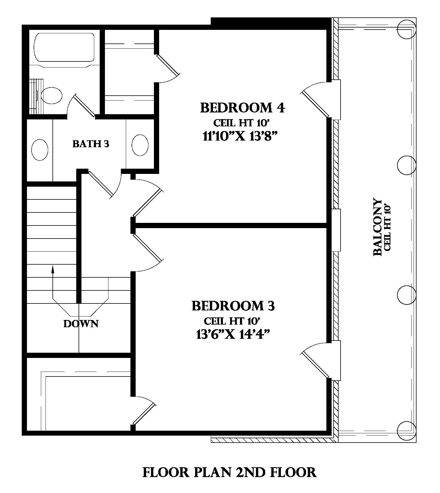 Second Floor plan for the Belvoir house plan