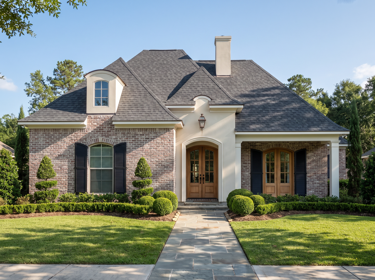 Bernay house plan — front elevation render, Acadiana Home Design
