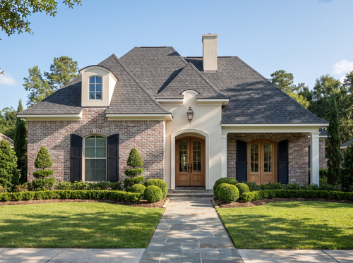 Bernay house plan — front elevation render, Acadiana Home Design