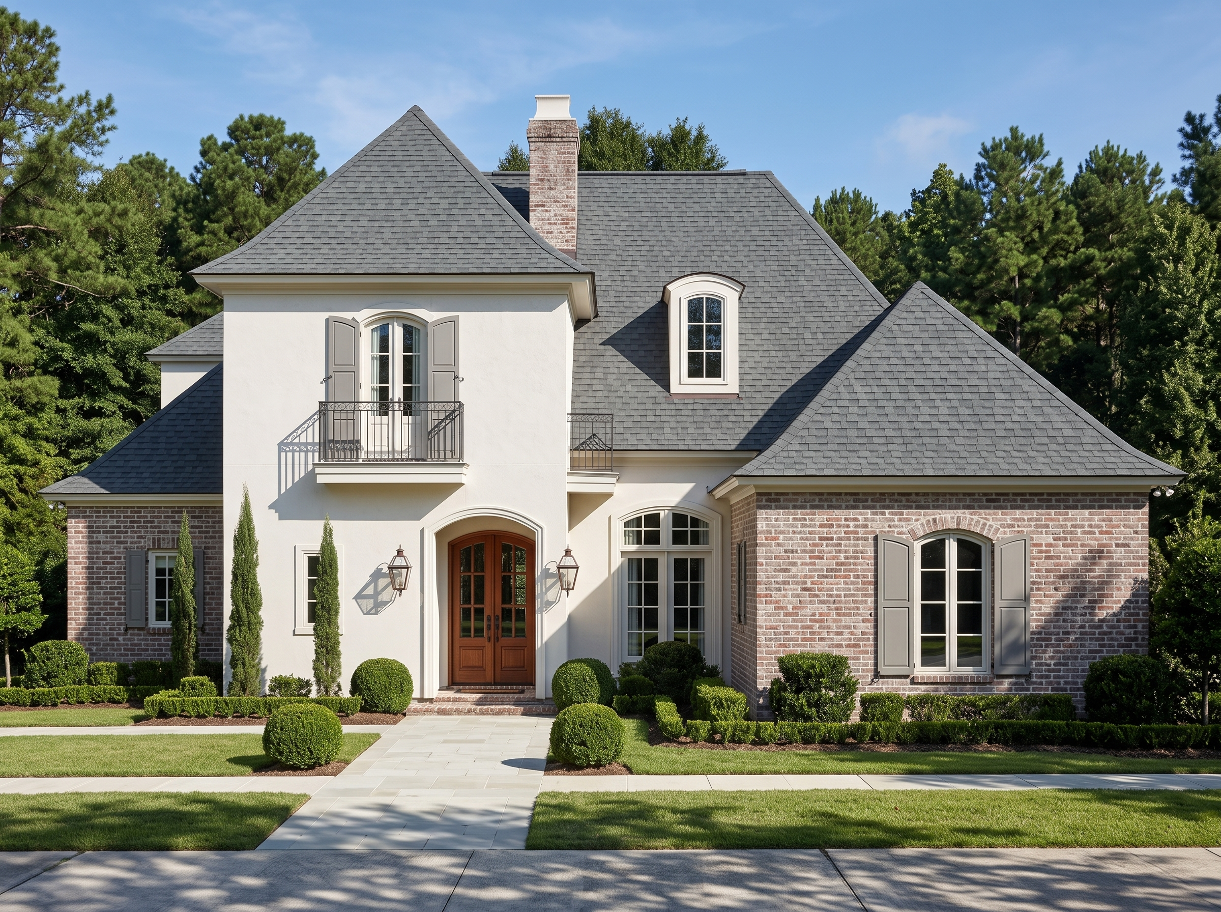 Bordeaux house plan — front elevation render, Acadiana Home Design