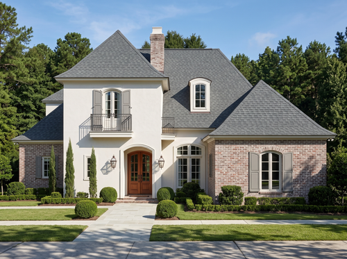Bordeaux house plan — front elevation render, Acadiana Home Design