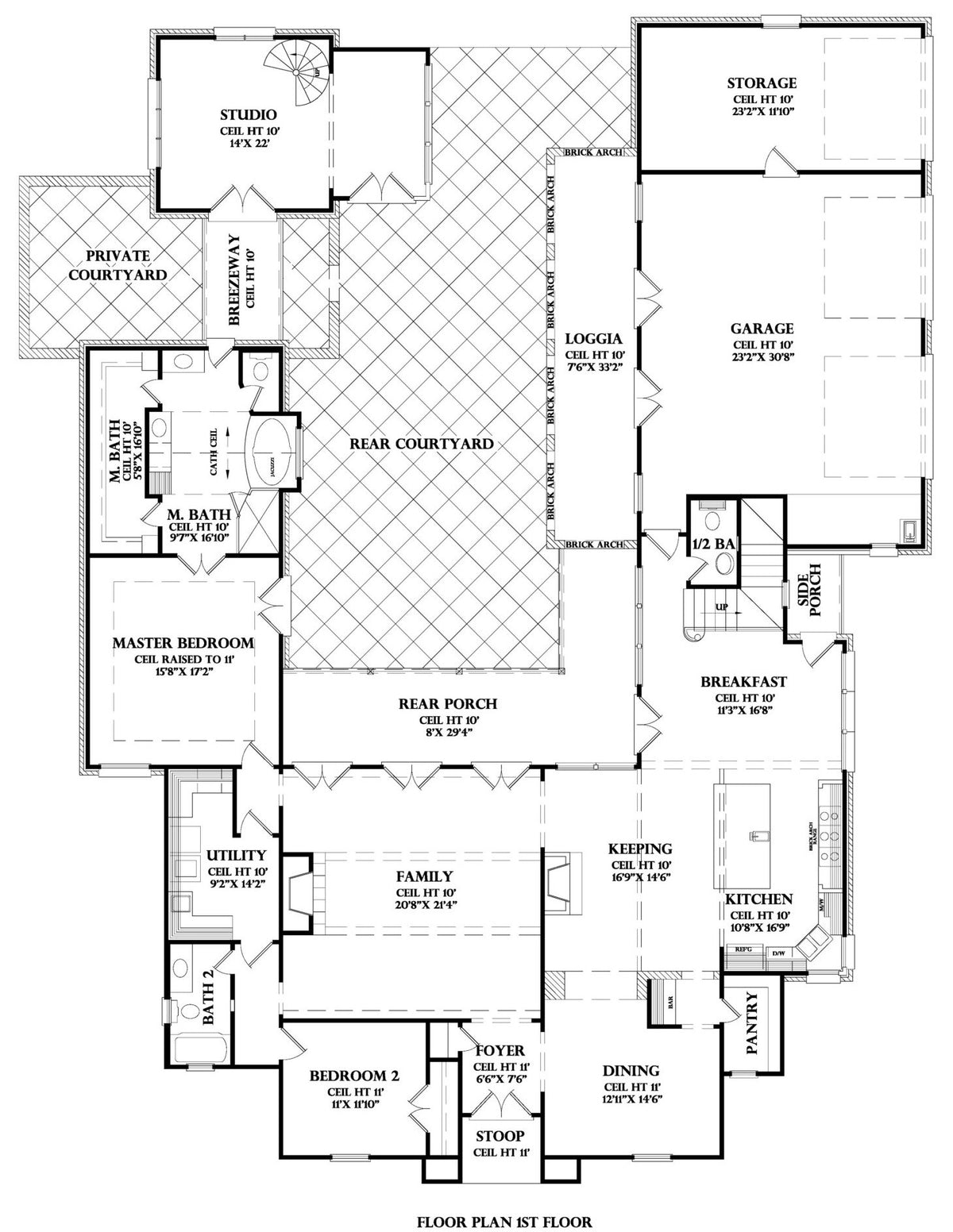 First Floor plan for the Bourbon Street house plan