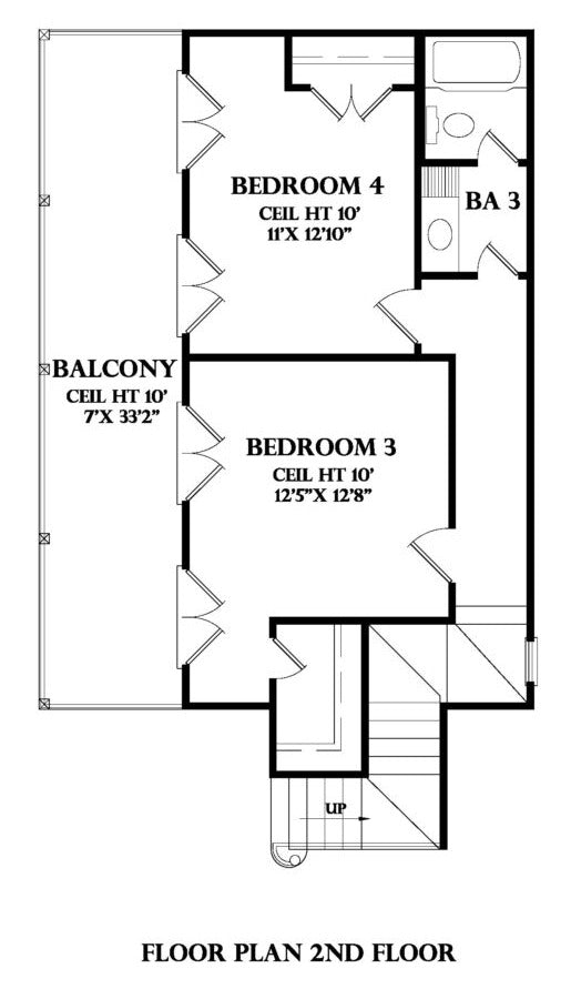 Second Floor plan for the Bourbon Street house plan