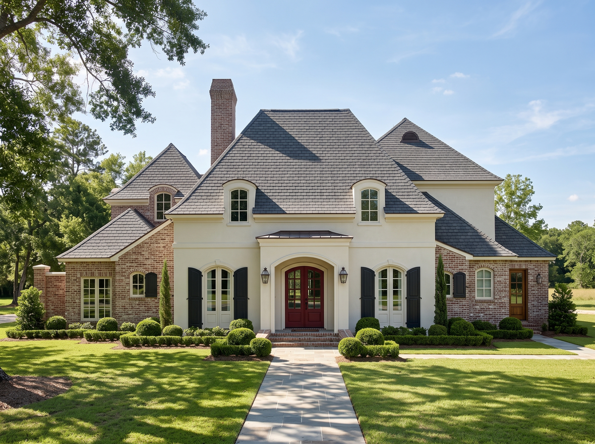 Bourbon Street house plan — front elevation render, Acadiana Home Design