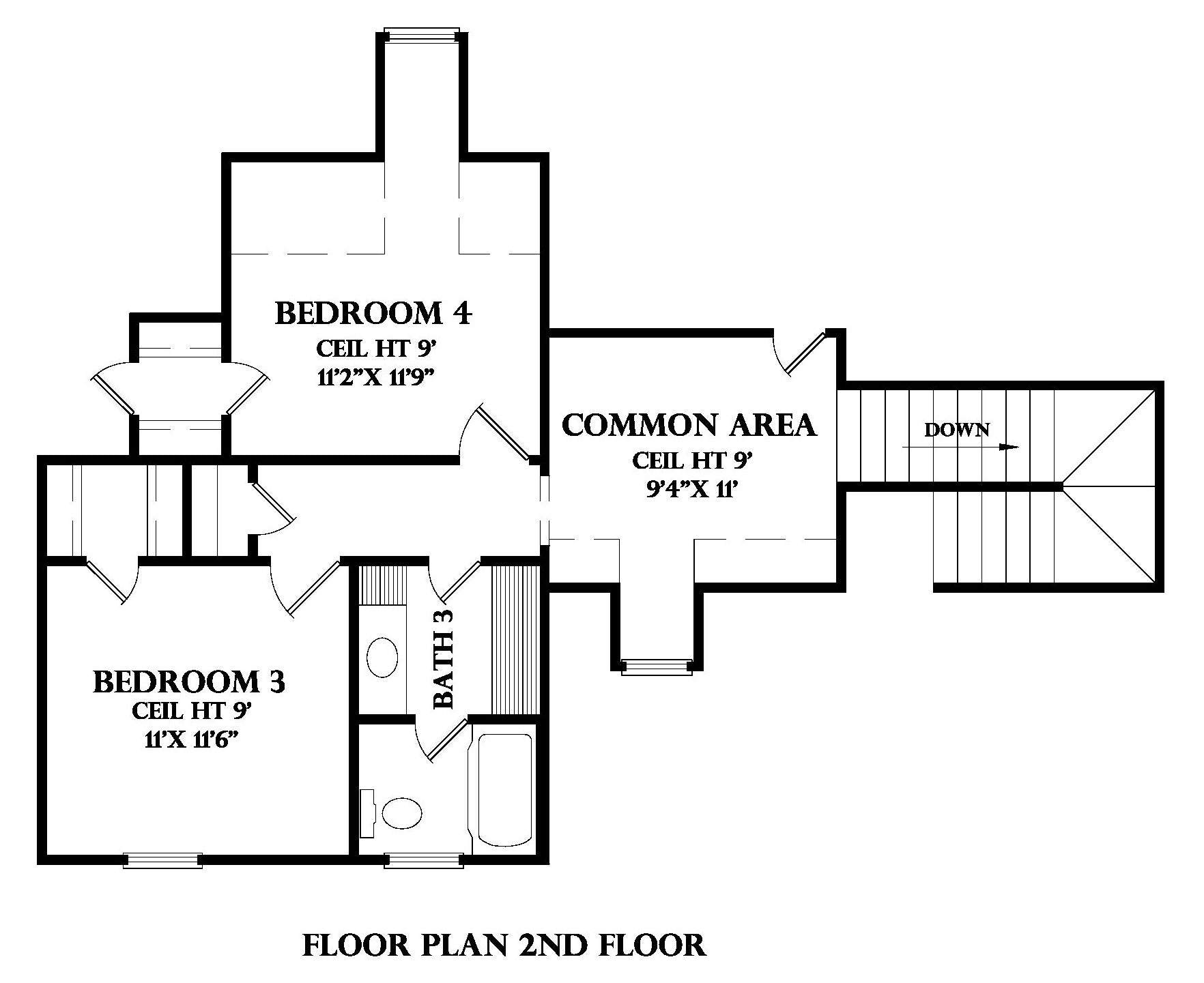Second Floor plan for the Brisage house plan