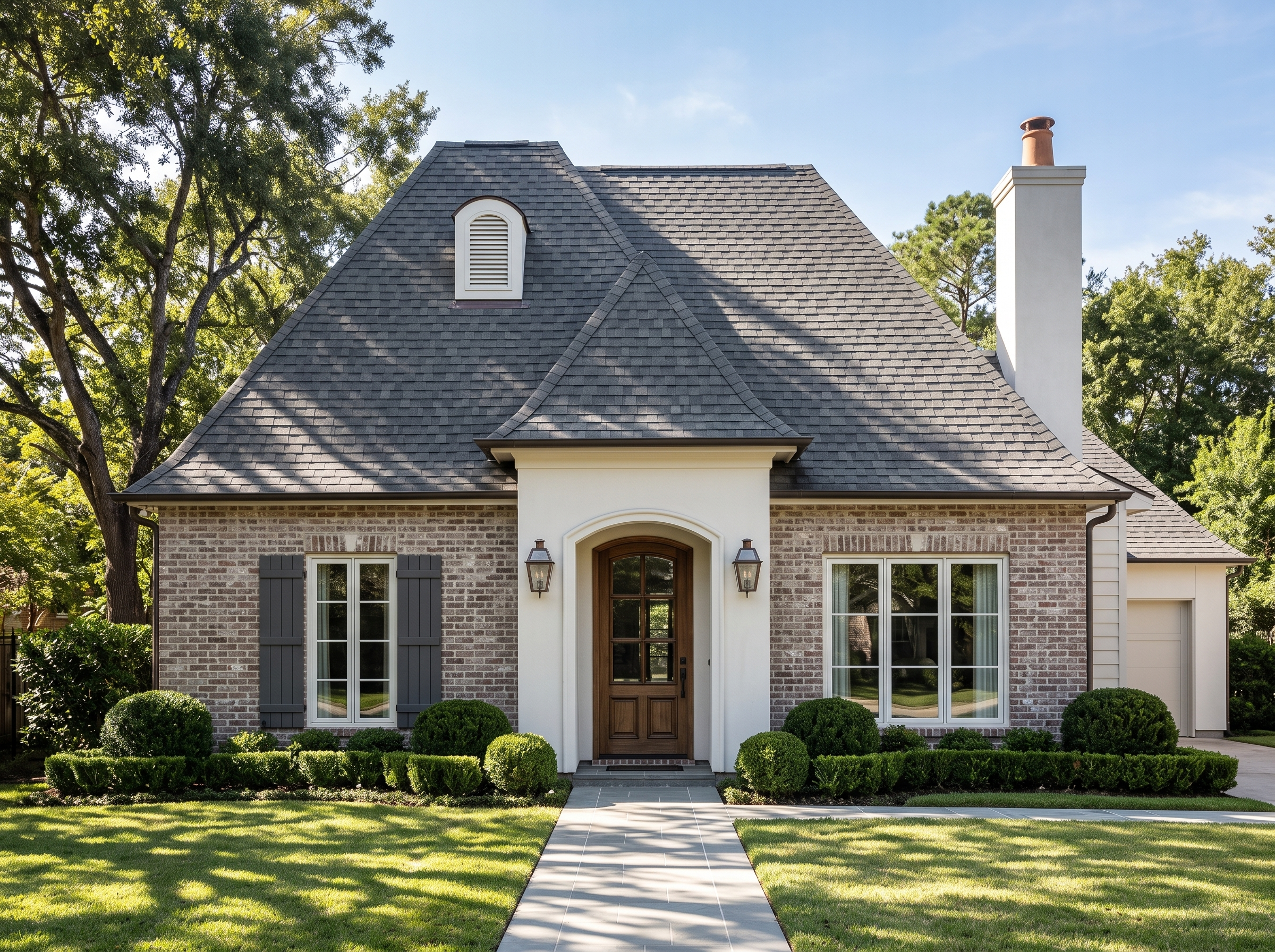 Burgundy house plan — front elevation render, Acadiana Home Design
