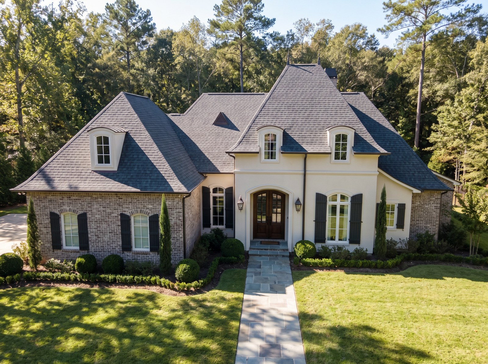 Castlelane house plan — front elevation render, Acadiana Home Design