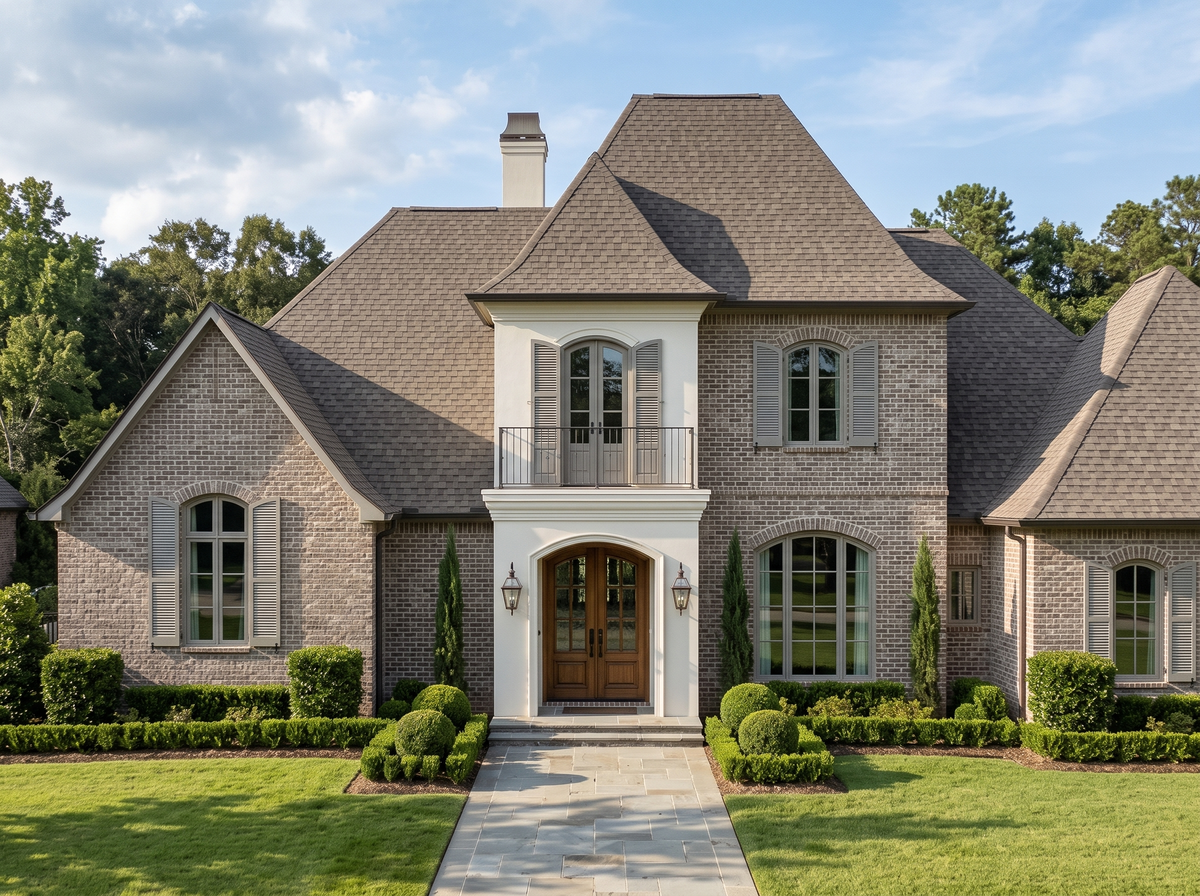 Champagne house plan — front elevation render, Acadiana Home Design