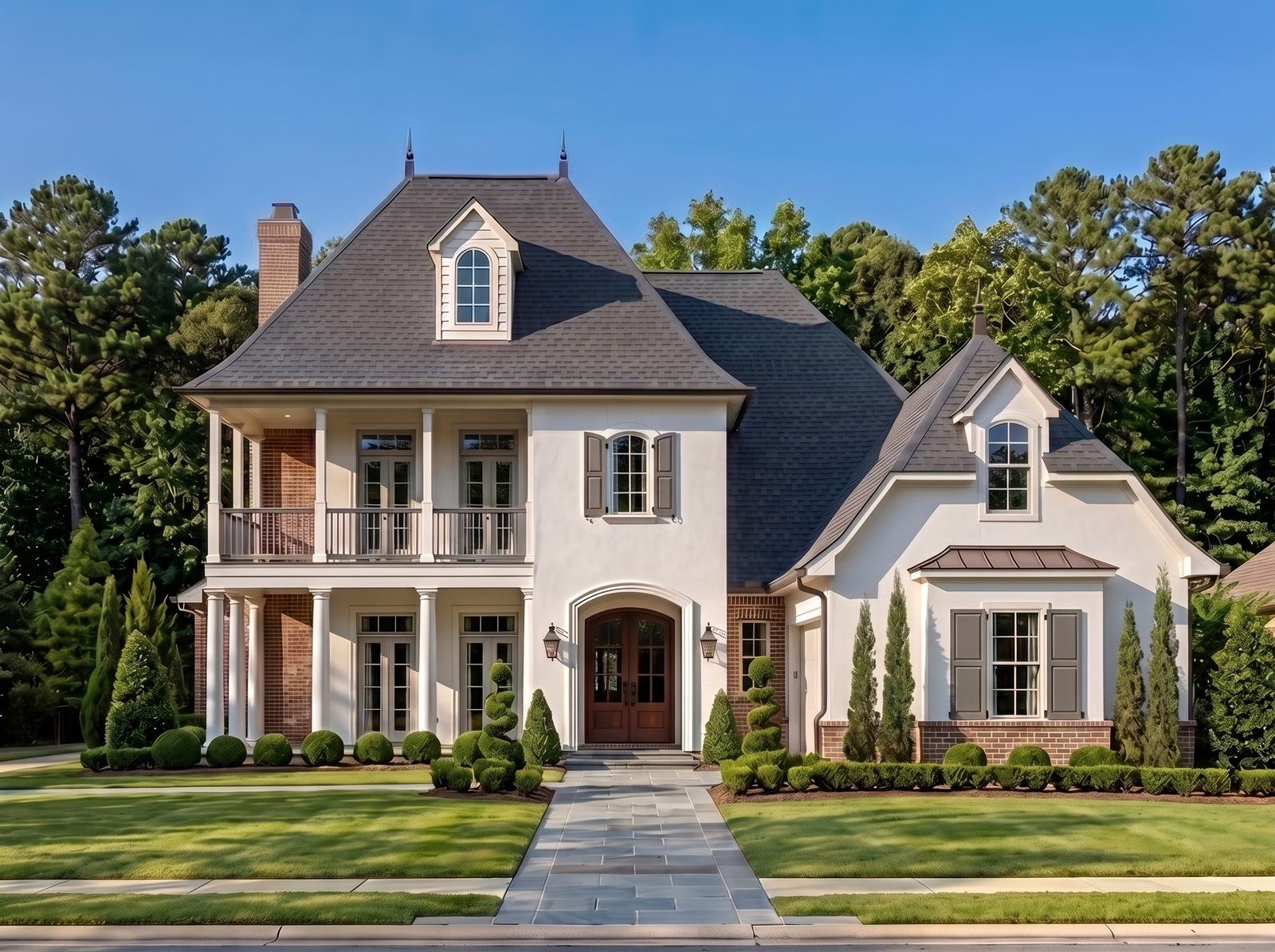 Charente house plan — front elevation render, Acadiana Home Design