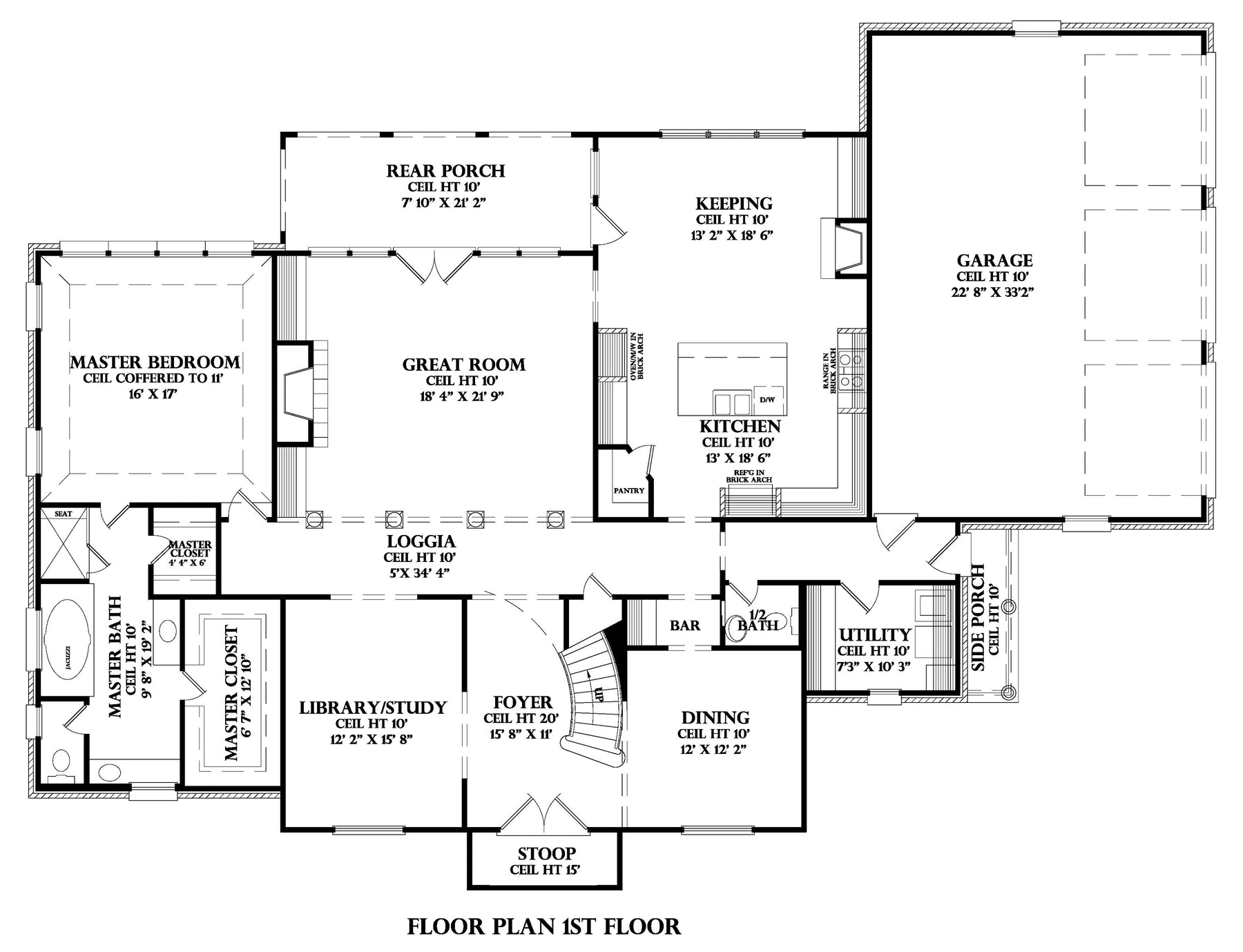First Floor plan for the Chartres house plan